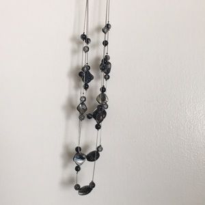 Silver chain with glass and Hemetite beads